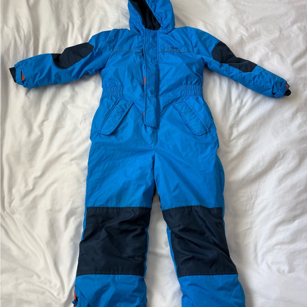 Children's Blue and Black Hooded Snowsuit